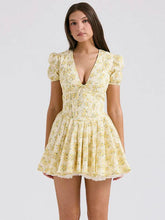 Livette - Floral Yellow Mini Dress