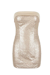 Golden Strapless Sequin Bodycon Mini Dress