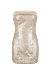 Golden Strapless Sequin Bodycon Mini Dress
